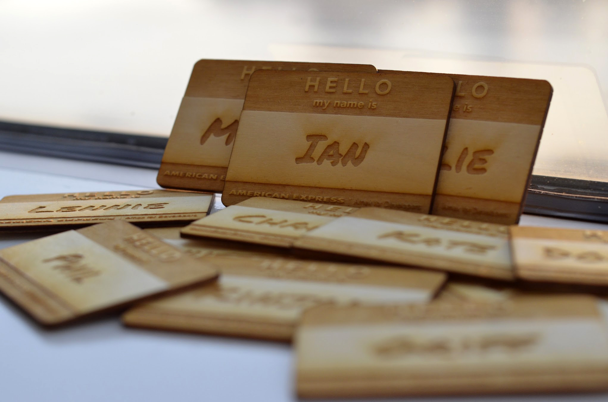 Amex for Developers Lasercut Nametags